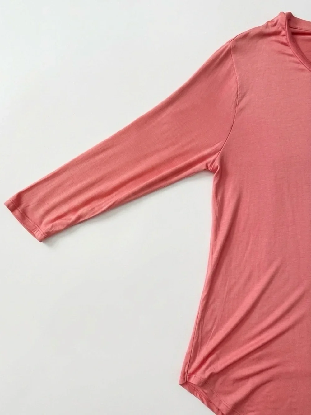 Olivia Sky Coral Scoop Neck 3/4 Sleeve Top - Picture 3 of 8